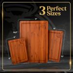 Pre-Oiled, Non Toxic 3-Piece Carbonized Bamboo Cutting Board Set, Eco-Friendly Wooden Chopping Boards for Kitchen with Hanging Hole, 500°F Carbonized Technology Charcuterie Serving Boards Deer & Oak