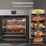 Empava 24 Inch Natural Gas Single Wall Oven with 5 Cooking Modes, Convection Fan and Rotisserie, Knob Control and Digital Display, Stainless Steel