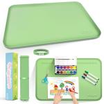 Silicone Art Mat for Crafts, 24" x 16" Painting Mat for Kids with Raised Sides to Stay Tidy, Paint Craft Mats for Clay, Resin, Slime, Jewelry-Making & Crafts Creation (Green)
