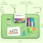 Silicone Art Mat for Crafts, 24" x 16" Painting Mat for Kids with Raised Sides to Stay Tidy, Paint Craft Mats for Clay, Resin, Slime, Jewelry-Making & Crafts Creation (Green)
