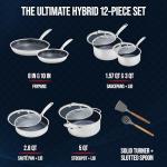 Blue Diamond Hybrid Nonstick Stainless Steel 12 Piece Cookware Set, Tri-Ply PFAS-Free Ceramic Diamond Bond Pots & Pans, Dishwasher & Oven Safe to 850F, Induction Ready, Metal Utensil Safe, Silver