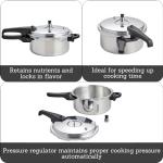 IMUSA 4.2 Quart Stovetop Aluminum Presure Cooker with safety valves for risk-free opening