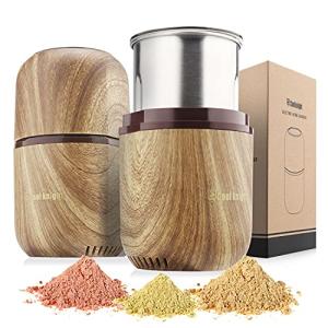 COOL KNIGHT Electric Herb Grinder [Large Capacity/High Rotating Speed]-Electric Grinder for Spices and Herbs (Wood grain 2)