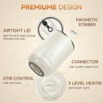 Automatic Self Stirring Coffee Mug with Temperature Control,Type-C Magnetic Mixing Cup,3 Heat Levels,8-Hour Shut-Off,USB Rechargeable Stainless Steel Smart Mug for Tea Milk Protein Shakes White 11oz