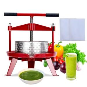 2.38 Gallon Fruit Wine Press - Heavy-duty Stainless Steel Cider Press with T-Handle & Swing Cross Beam for Apple, Grape, Home Brewing Juice Making