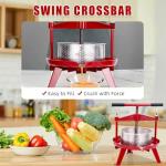 2.38 Gallon Fruit Wine Press - Heavy-duty Stainless Steel Cider Press with T-Handle & Swing Cross Beam for Apple, Grape, Home Brewing Juice Making