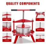 2.38 Gallon Fruit Wine Press - Heavy-duty Stainless Steel Cider Press with T-Handle & Swing Cross Beam for Apple, Grape, Home Brewing Juice Making