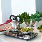 OVENTE Electric Countertop Double Burner, 1700W Cooktop with 6" and 5.75" Stainless Steel Coil Hot Plates, 5 Level Temperature Control, Indicator Lights and Easy to Clean Cooking Stove, Silver BGC102S