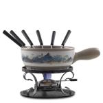 Artestia Swiss Fondue Set for Party - 2L Large Capacity Cheese Fondue Pot Melting Chocolate, Ceramic Fondue Pot, 6 Fondue Forks, Christmas, Wedding Gifts (Rockies Reverie)