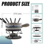 Artestia Swiss Fondue Set for Party - 2L Large Capacity Cheese Fondue Pot Melting Chocolate, Ceramic Fondue Pot, 6 Fondue Forks, Christmas, Wedding Gifts (Rockies Reverie)