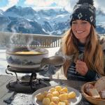 Artestia Swiss Fondue Set for Party - 2L Large Capacity Cheese Fondue Pot Melting Chocolate, Ceramic Fondue Pot, 6 Fondue Forks, Christmas, Wedding Gifts (Rockies Reverie)