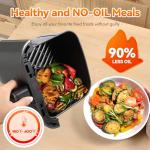DOMEM 3 Qt Compact Air Fryer with Non-Stick Basket and Rack, User Friendly Simple Touchscreen, Cook in Simple Steps, Low-Oil Cooking Small Air Fryer, Space Saving Cooker