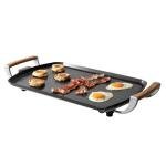 Boska Electric Griddle Pro – PFAS-Free Ceramic Nonstick Surface – Adjustable Heat up to 420°F – Grease Drain Spout – Oak Wood Handles – Black