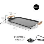 Boska Electric Griddle Pro – PFAS-Free Ceramic Nonstick Surface – Adjustable Heat up to 420°F – Grease Drain Spout – Oak Wood Handles – Black
