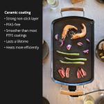 Boska Electric Griddle Pro – PFAS-Free Ceramic Nonstick Surface – Adjustable Heat up to 420°F – Grease Drain Spout – Oak Wood Handles – Black