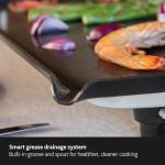 Boska Electric Griddle Pro – PFAS-Free Ceramic Nonstick Surface – Adjustable Heat up to 420°F – Grease Drain Spout – Oak Wood Handles – Black