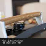 Boska Electric Griddle Pro – PFAS-Free Ceramic Nonstick Surface – Adjustable Heat up to 420°F – Grease Drain Spout – Oak Wood Handles – Black