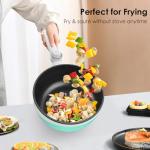 Audecook Hot Pot Electric, 1.7L Mini Electric Skillet Portable Nonstick Sauté Pan with Power Adjustment,Ramen Cooker Travel Multicooker for Steak/Soup/Egg/Oatmeal/Noodles