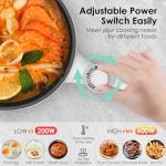 Audecook Hot Pot Electric, 1.7L Mini Electric Skillet Portable Nonstick Sauté Pan with Power Adjustment,Ramen Cooker Travel Multicooker for Steak/Soup/Egg/Oatmeal/Noodles