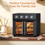 Extra Large French Door Air Fryer Toaster Oven Combo, 1700W Large Capacity French Double-Door Air Fryer Convection Toaster Oven, 14 Preset Menus, 7-in-1 Multi-Function (Black-2)