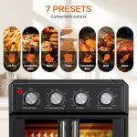 Extra Large French Door Air Fryer Toaster Oven Combo, 1700W Large Capacity French Double-Door Air Fryer Convection Toaster Oven, 14 Preset Menus, 7-in-1 Multi-Function (Black-2)