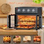 Extra Large French Door Air Fryer Toaster Oven Combo, 1700W Large Capacity French Double-Door Air Fryer Convection Toaster Oven, 14 Preset Menus, 7-in-1 Multi-Function (Black-2)