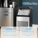 99lbs/24H Commercial Ice Maker Machine, Large Stainless Steel Under Counter ice Machine with 22lbs Ice Storage Bin, Ideal for Restaurant, Bars, Home and Offices