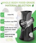 Rotary Cheese Grater, 3 in 1 Cheese Grater Replaceable Stainless Blades Cheese Shredder, Vegetable Slicer, Non-slip Suction Base, Easy to Clean Kitchen Gadgets