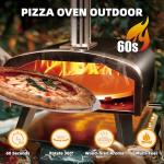 BAKEJOY Stainless Steel Pizza Oven Outdoor - Fast & Crispy Pizza Preheats in 15-20 Min, Bakes Pizzas in 60 Sec at Up to 700F, Stable 12 Rotating Stone, Precise Temperature Control - Camping