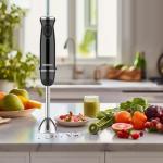 Blackcow Immersion Blender Handheld,500W Electric Hand Blender,Electric Hand Mixer with 12-Speed&Turbo,Extra Quiet Hand Blender for kitchen,Smoothie,Soup,Baby Food,Puree.Black
