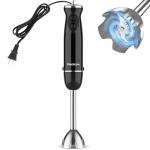 Blackcow Immersion Blender Handheld,500W Electric Hand Blender,Electric Hand Mixer with 12-Speed&Turbo,Extra Quiet Hand Blender for kitchen,Smoothie,Soup,Baby Food,Puree.Black