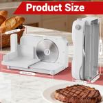 Foldable Meat Slicer, 150W Electric Meat Slicer with 6.7" Removable Stainless Steel Blade & Tray | 0-15mm Adjustable Thickness | Dual Safety Lock, Food Slicer for Frozen Meat Jerky