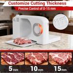Foldable Meat Slicer, 150W Electric Meat Slicer with 6.7" Removable Stainless Steel Blade & Tray | 0-15mm Adjustable Thickness | Dual Safety Lock, Food Slicer for Frozen Meat Jerky