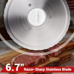 Foldable Meat Slicer, 150W Electric Meat Slicer with 6.7" Removable Stainless Steel Blade & Tray | 0-15mm Adjustable Thickness | Dual Safety Lock, Food Slicer for Frozen Meat Jerky