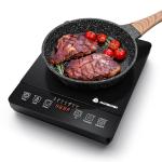 Portable Induction Cooktop 20 Temperature & Power Levels,1800W Single Burner Electric Cooktop with 6.8 inch Heating Coil,Low Noise Hot Plate with Timer