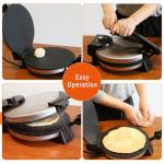 10 inch Roti Maker,Tortilla Maker Machine,Cast Iron Heavy Duty Tortilladora Press,Non Stick Surface, Non-Slip Feet,Crepe Maker, Dough Maker for Flour Tortilla,Black