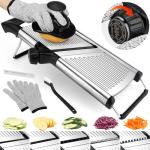 Mandoline Slicer for Kitchen, Adjustable mandoline food slicer， Stainless Steel vegetable slicer with Cut-Resistant Gloves