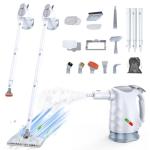 ScrubWiz 10-in-1 Steam Cleaner, Steam Mop & Detachable Handheld Steam Cleaner with 320ml Water Tank, 10s Fast Heating, Portable Steamer for Kitchen, Floor, Tiles, Window, BBQ Grill, Car, Bright White