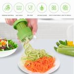 GLADICER Handheld Low-Carb Spiralizer，3-in-1 Veggie Noodle Maker for Zucchini, Carrots & More, Compact Design for Small Kitchens, Rust-Resistant Stainless Steel Blades(Green)