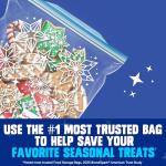 Ziploc Quart Food Storage Freezer Bags, Grip 'n Seal Technology for Easier Grip, Open, and Close, 19 Count, Holiday Designs, Packaging May Vary