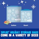 Ziploc Quart Food Storage Freezer Bags, Grip 'n Seal Technology for Easier Grip, Open, and Close, 19 Count, Holiday Designs, Packaging May Vary
