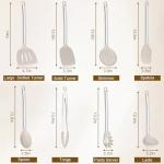 8 Pieces Kitchen Utensils Set, Vayvnt Silicone Cooking Utensils Set for Non-Stick Cookware, Stainless Steel Handle, Heat Resistant Kitchen Gadgets Includes Large Spatula Tongs, Dishwasher Safe, Khaki