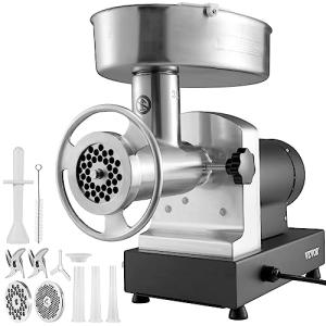 VEVOR Electric Meat Grinder, 992 Lb/H Capacity, 1100W (4600W MAX) Industrial Meat Mincer w/ 2 Blade, 3 Grinding Plates, Sausage Maker & Kubbe Kit Carbon Steel Commercial Meat Grinder, ETL Listed