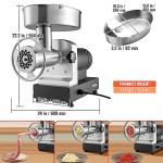 VEVOR Electric Meat Grinder, 992 Lb/H Capacity, 1100W (4600W MAX) Industrial Meat Mincer w/ 2 Blade, 3 Grinding Plates, Sausage Maker & Kubbe Kit Carbon Steel Commercial Meat Grinder, ETL Listed