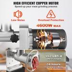 VEVOR Electric Meat Grinder, 992 Lb/H Capacity, 1100W (4600W MAX) Industrial Meat Mincer w/ 2 Blade, 3 Grinding Plates, Sausage Maker & Kubbe Kit Carbon Steel Commercial Meat Grinder, ETL Listed