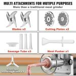 VEVOR Electric Meat Grinder, 992 Lb/H Capacity, 1100W (4600W MAX) Industrial Meat Mincer w/ 2 Blade, 3 Grinding Plates, Sausage Maker & Kubbe Kit Carbon Steel Commercial Meat Grinder, ETL Listed