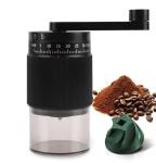 Manual Coffee Grinder - 95 Ceramic Burr, Adjustable Coarse to Fine, 30g Beans & 80ml Powder, Detachable Handle for Espresso, French Press, Camping (Black and grey)