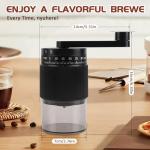 Manual Coffee Grinder - 95 Ceramic Burr, Adjustable Coarse to Fine, 30g Beans & 80ml Powder, Detachable Handle for Espresso, French Press, Camping (Black and grey)