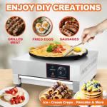 XXUNYNUIN Electric Crepe Maker, 16 Inch Commercial Crepe Machine Temp Control 122-572°F, Nonstick Flat Plate Crepe Griddle 1700W