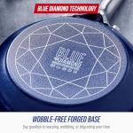 Blue Diamond Nonstick 2QT Saucepan with Lid, Non Toxic PFAS-Free Diamond Ceramic, Dishwasher & Oven Safe, Metal Utensil Safe Pot, Stay Cool Handle, Chef Pan, Glass Lid, Blue